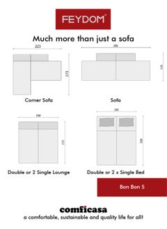 COMFICASA FEYDOM BonBon S: Convertible Sofa Bed - Mollia White  - Image 4