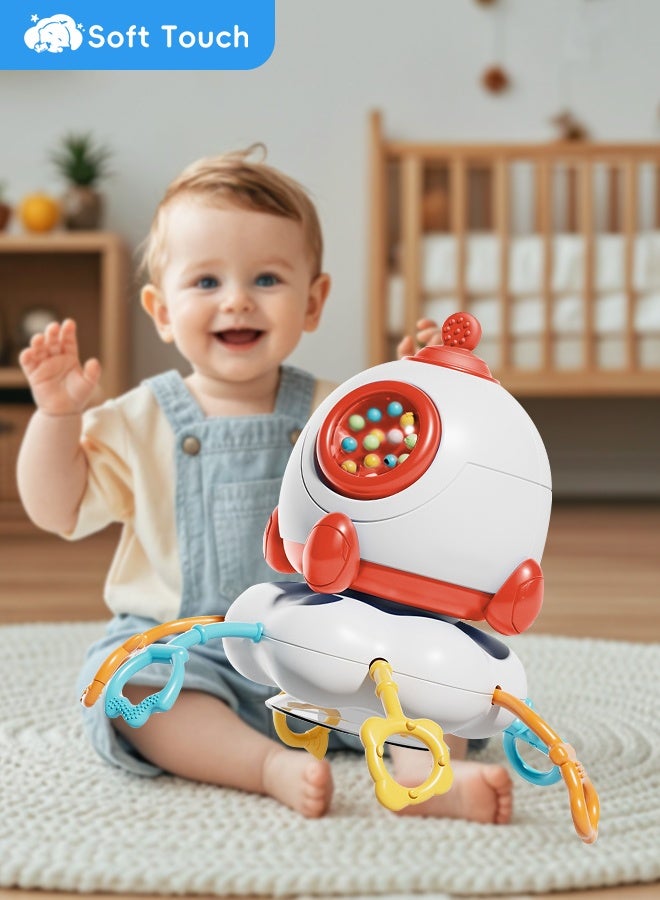 Soft Touch Montessori Sensory Toys Learning Educational Toddler Toys Silicone Pull String Toy for Toddlers Baby Dining Chair Toys Suction Cup Rotating Toy for Boys Girls Gift  - Image 2