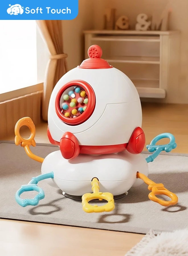 Soft Touch Montessori Sensory Toys Learning Educational Toddler Toys Silicone Pull String Toy for Toddlers Baby Dining Chair Toys Suction Cup Rotating Toy for Boys Girls Gift  - Image 1