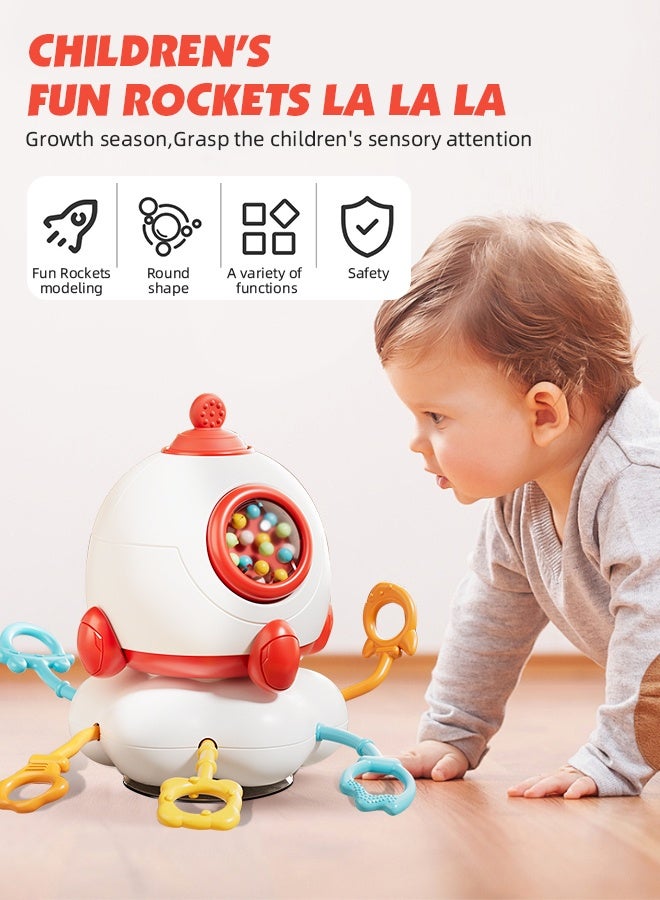 Soft Touch Montessori Sensory Toys Learning Educational Toddler Toys Silicone Pull String Toy for Toddlers Baby Dining Chair Toys Suction Cup Rotating Toy for Boys Girls Gift  - Image 3