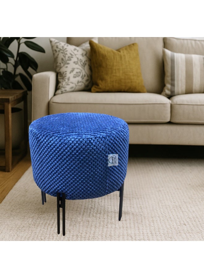 PixelsBeanBag Round Ottoman Linen Fabric by PixelsBeanBag with Metal Legs, for Living Room and Bedroom. - Image 1