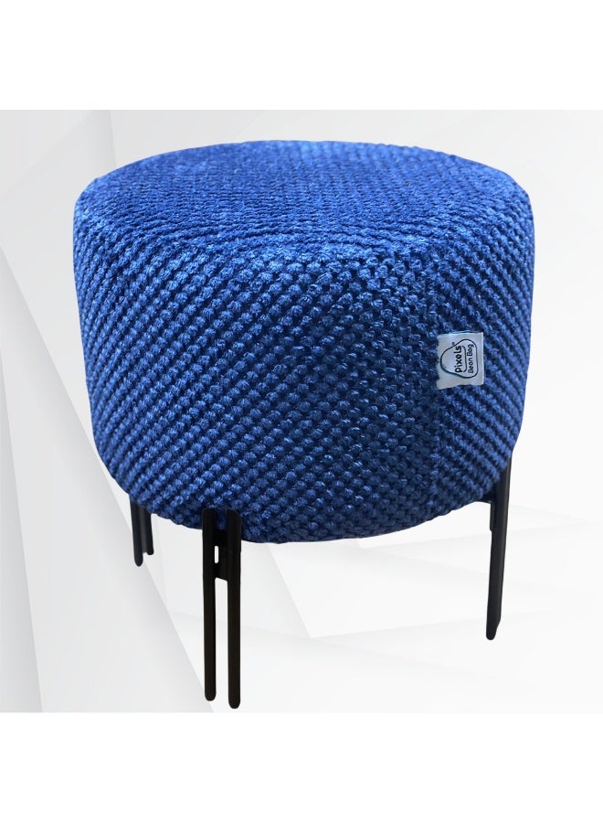 PixelsBeanBag Round Ottoman Linen Fabric by PixelsBeanBag with Metal Legs, for Living Room and Bedroom. - Image 2