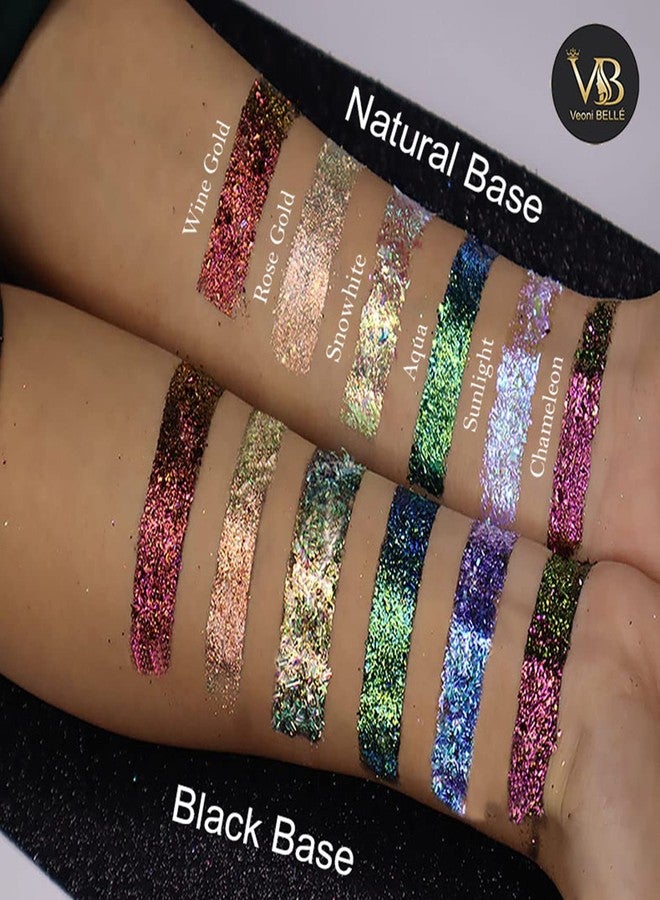 Veoni Belle Multichrome Duochrome eyeshadow flakes pigment (Shade Name - Aqua Flakes) - Image 3