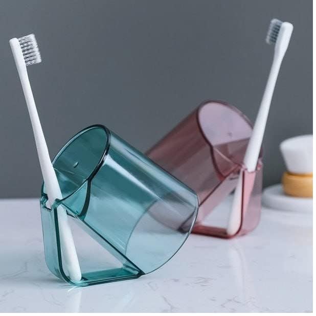 BIRZAR Brush Holder Cup Mouthwash Cup with Handle Durable Couples Brushing Cup Plastic Transparent Tooth MugMulticolor - Image 4