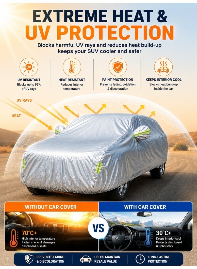 إي وورلد غطاء سيارة كامل مقاوم للماء والأشعة فوق البنفسجية لسيارة Ford Territory، حماية خارجية ضد الغبار، فضي - Image 3