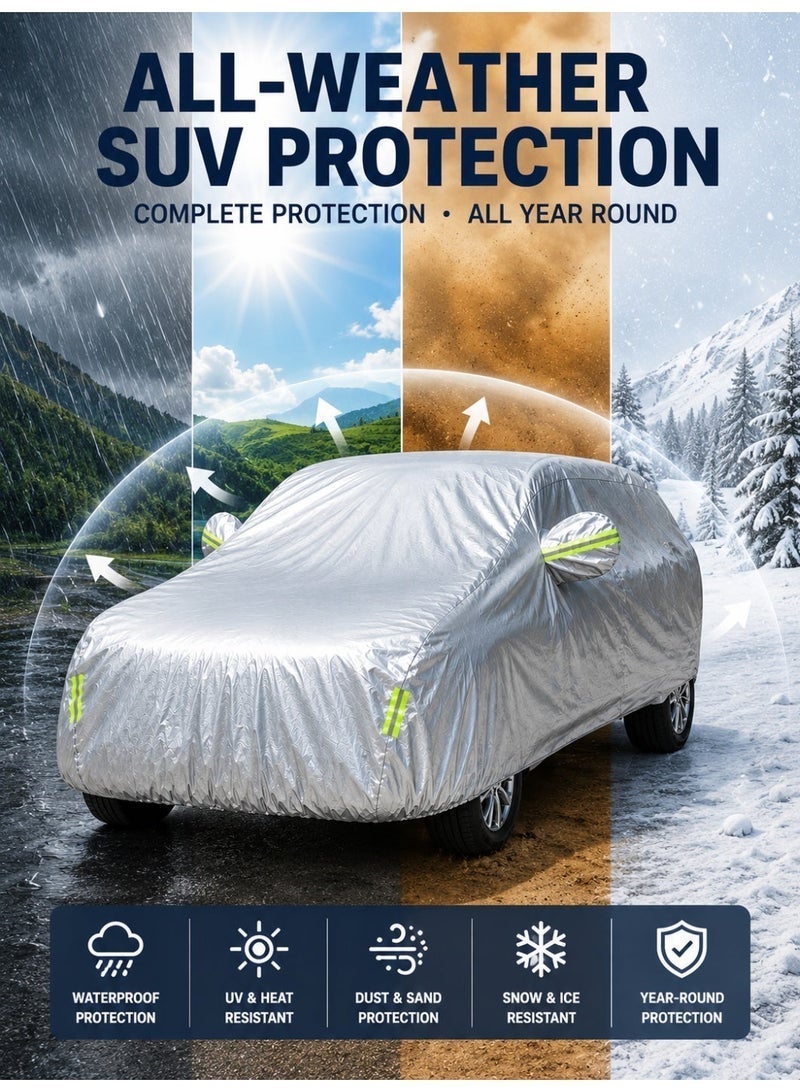 إي وورلد غطاء سيارة كامل مقاوم للماء والأشعة فوق البنفسجية لسيارة Ford Territory، حماية خارجية ضد الغبار، فضي - Image 2