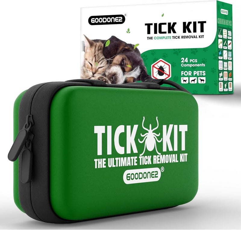 GOODONE2 First aid kit for pets, Tick Remover Tool Kit For Humans, Cats, Dogs and Pets, Lyme Prevention Fine Tooth Floating Hair Grooming Combs Double Sided Easy to Carry 45 Pcs - Image 1