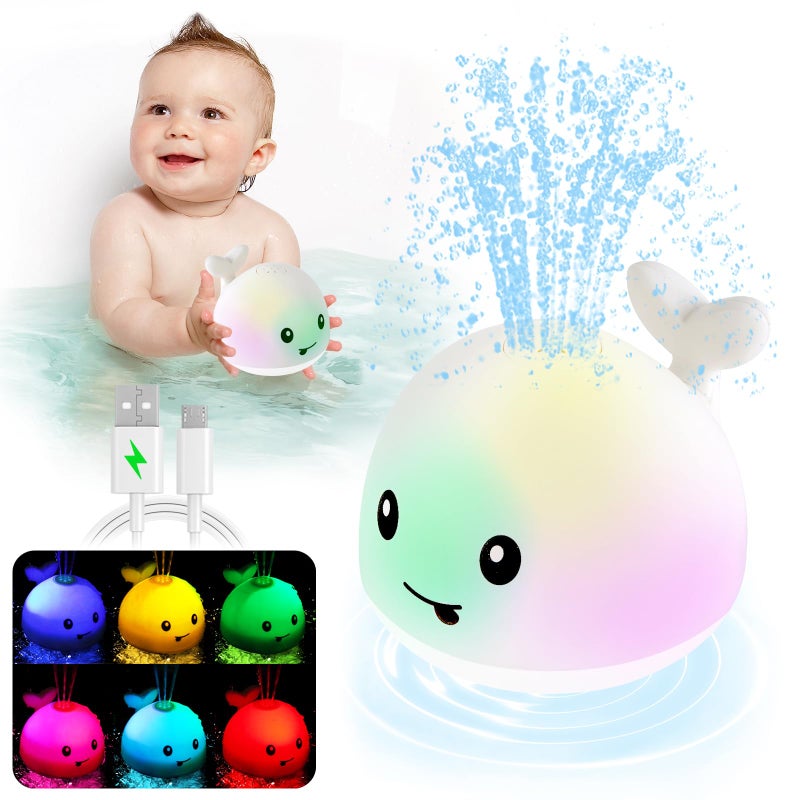 ANGGIKO Baby Bath Toys Toddler Bath Toys for Kids Ages 13 Easter Basket Stuffers for Baby 1 2 3 Year Boy Girl Gifts Baby Toy 61218 Months Light Up Whale Bath Toy Sprinkler Bathtub Pool Water Toy - Image 2