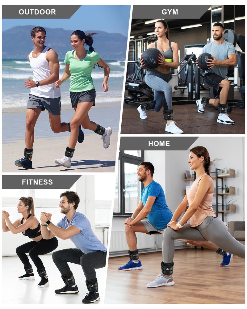Fragraim Adjustable Ankle Weights 1-20 LBS Pair with Removable Weight for Jogging, Gymnastics, Aerobics, Physical Therapy, Resistance Training|Each 2-10 lbs, Total 20LBS, Black - Image 5