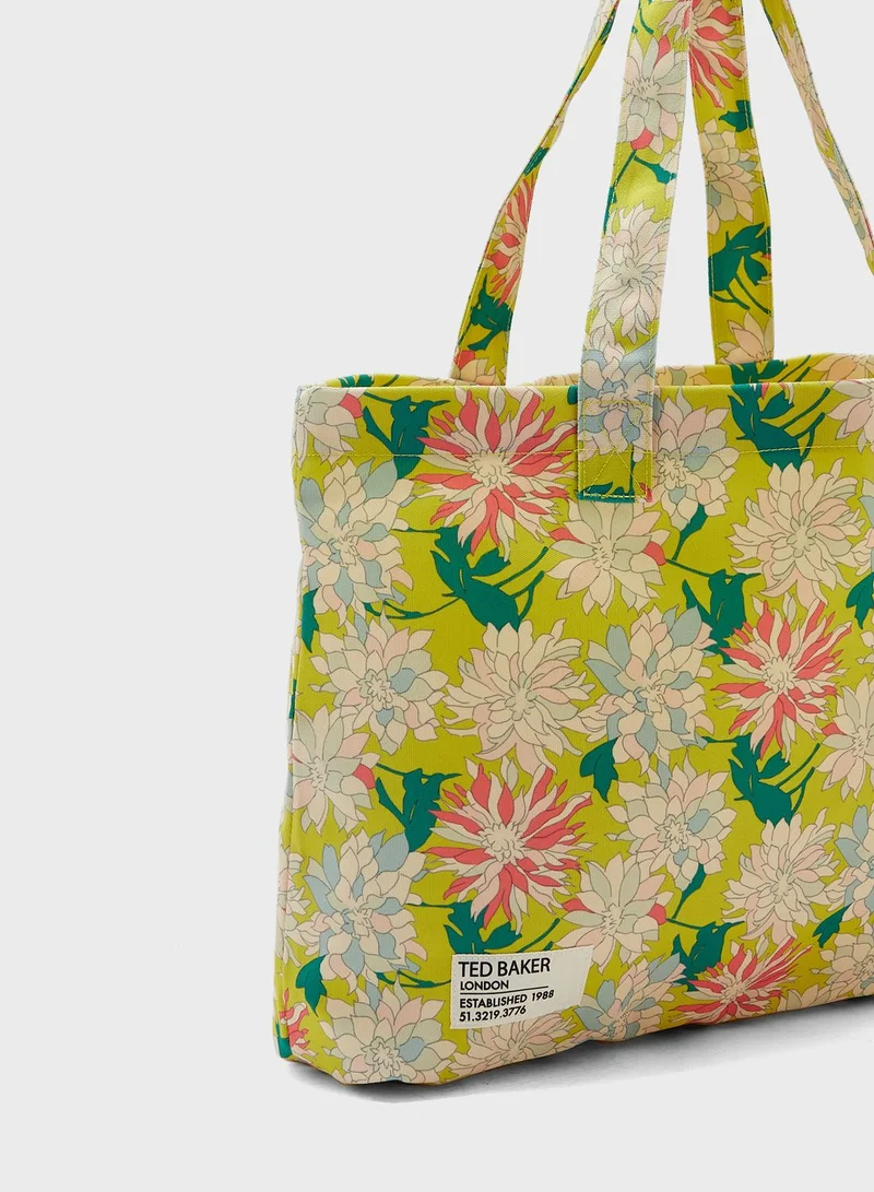 Ted Baker Kathyy Floral Printed Canvas Tote Bag