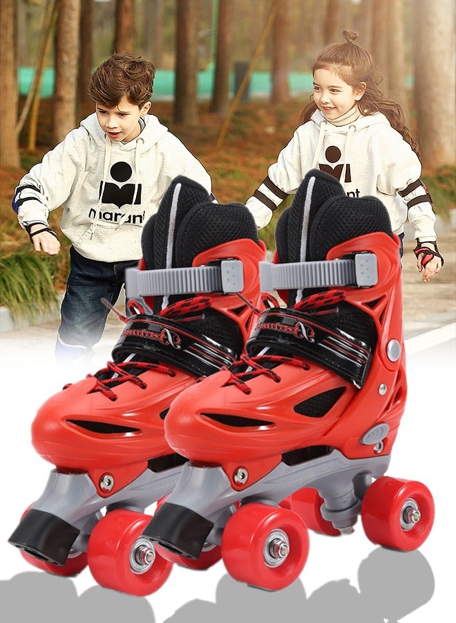DUNISO أحذية التزلج على العجلات الأربعة للأطفال، مناسبة للمبتدئين من الأولاد والبنات، أكثر توازنًا، حجم قابل للتعديل (XS، مناسب للأحجام من 27 إلى 30) - Image 2