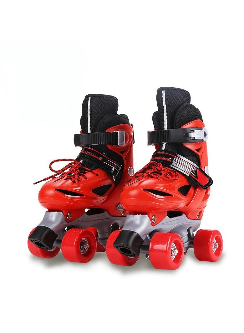 DUNISO أحذية التزلج على العجلات الأربعة للأطفال، مناسبة للمبتدئين من الأولاد والبنات، أكثر توازنًا، حجم قابل للتعديل (XS، مناسب للأحجام من 27 إلى 30) - Image 1