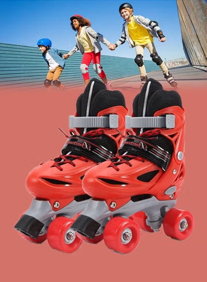 DUNISO أحذية التزلج على العجلات الأربعة للأطفال، مناسبة للمبتدئين من الأولاد والبنات، أكثر توازنًا، حجم قابل للتعديل (XS، مناسب للأحجام من 27 إلى 30) - Image 3
