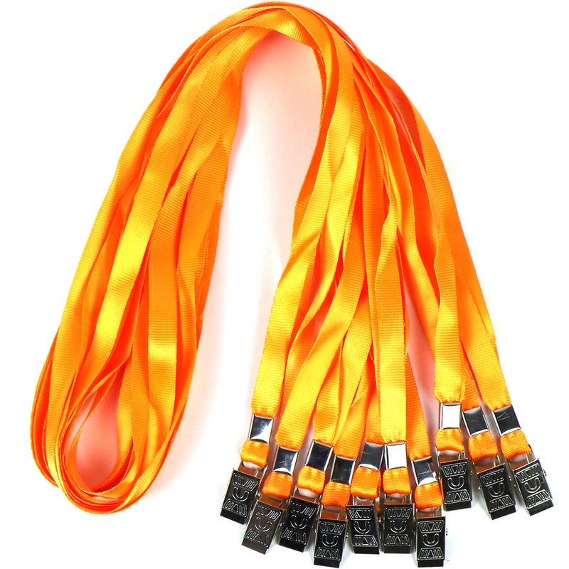 Lanyards for Id Badges Nylon Neck Flat Cruise Lanyard Bulldog Clips Durably Lanyards for Men Women Office ID Name Tags and Badge Holders Orange 100 Pack