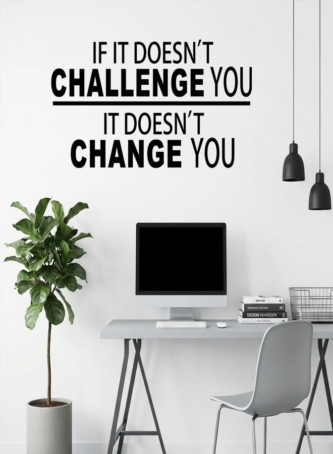 BATTOO Fitness Wall Decal up to 4.5 ft - If It Doesn't Challenge You. It Doesn't Change You- Classroom Wall Decor- Inspirational Quote Wall Decal Sticker(Black, 22" WX10.5 H) - Image 4