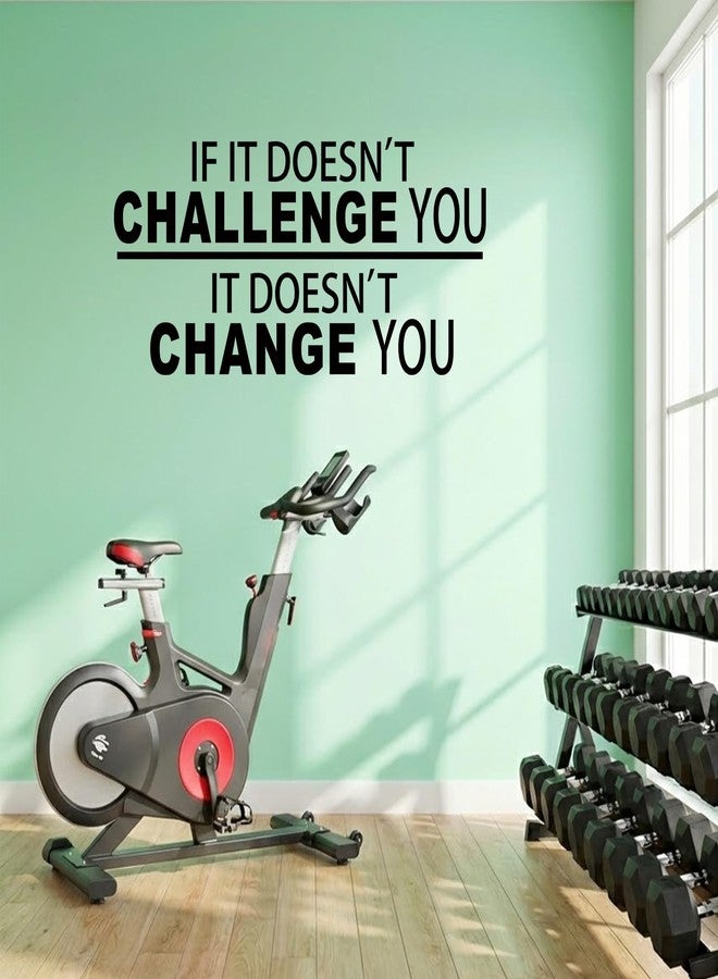 BATTOO Fitness Wall Decal up to 4.5 ft - If It Doesn't Challenge You. It Doesn't Change You- Classroom Wall Decor- Inspirational Quote Wall Decal Sticker(Black, 22" WX10.5 H) - Image 5