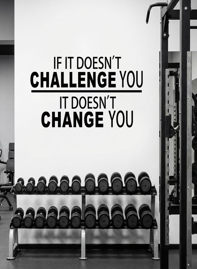 BATTOO Fitness Wall Decal up to 4.5 ft - If It Doesn't Challenge You. It Doesn't Change You- Classroom Wall Decor- Inspirational Quote Wall Decal Sticker(Black, 22" WX10.5 H) - Image 3