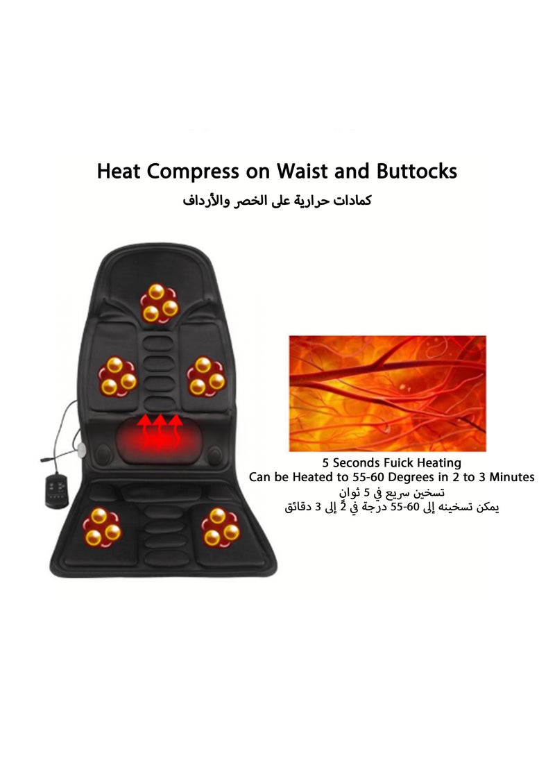 Portable Heating and Vibrating Chair Pad, Full-Body Deep Tissue Massager with 2 Adapters, Perfect for Office, Home, and Car Use