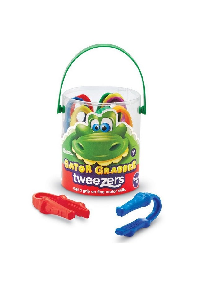 Learning Resources - Gator Grabber Tweezers 12 Pieces Ages 2+ Fine Motor Tweezers For Kids Toddler Learning Toys - Image 1