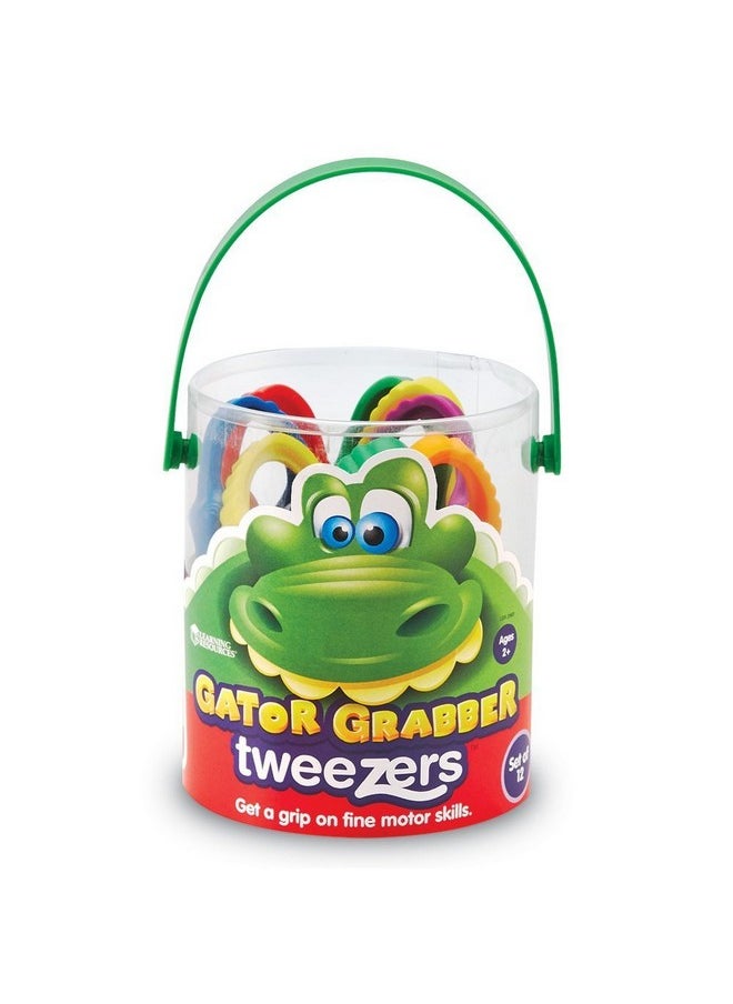 Learning Resources - Gator Grabber Tweezers 12 Pieces Ages 2+ Fine Motor Tweezers For Kids Toddler Learning Toys - Image 1