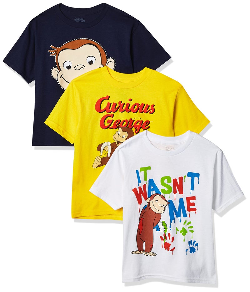 Curious George boys Assorted Tee 3-pack No 1 fashion t shirts, Assorted 2, 4T US - Image 1
