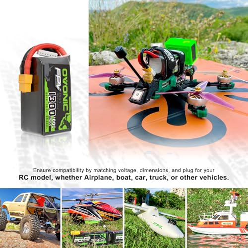 OVONIC بطارية ليثيوم بوليمر OVONIC 6S 100C 1300mAh 22.2V مع موصل XT60 لطائرات الدرون الرباعية FPV - Image 5
