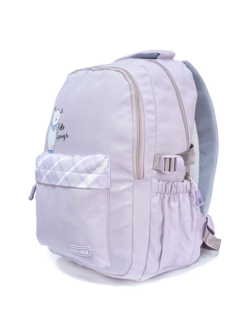 FUERCHEN High quality nylon school backpack for girls and boys, Purple - Image 2
