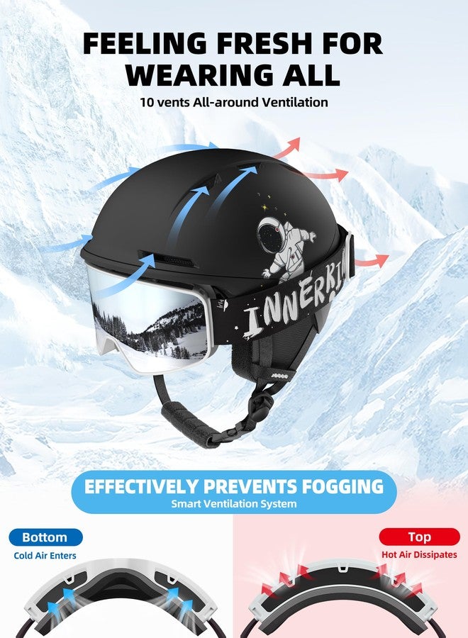 InnerKing Kids Ski Helmet and Goggles, Lightweight Boys Ski Helmet, Reinforced PC Shell & Shock-Absorbing EPS Foam & Soft Lining, Girls Snowboard Helmet 10 Vents, Snow Sport Helmets for Teens - Black - Image 3