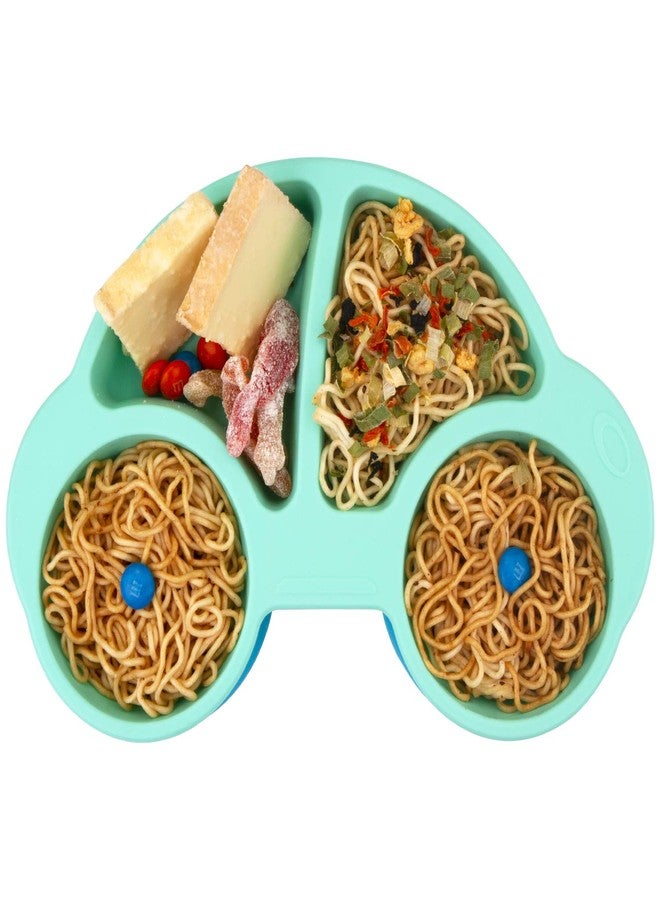 كيوشاير أطباق كيوشير للأطفال الصغار، أطباق أطفال محمولة، أطباق شفط قوية خالية من مادة BPA للأطفال الصغار، مفرش سيليكون آمن للاستخدام في غسالة الصحون والميكروويف 10×7×1 بوصة - Image 1