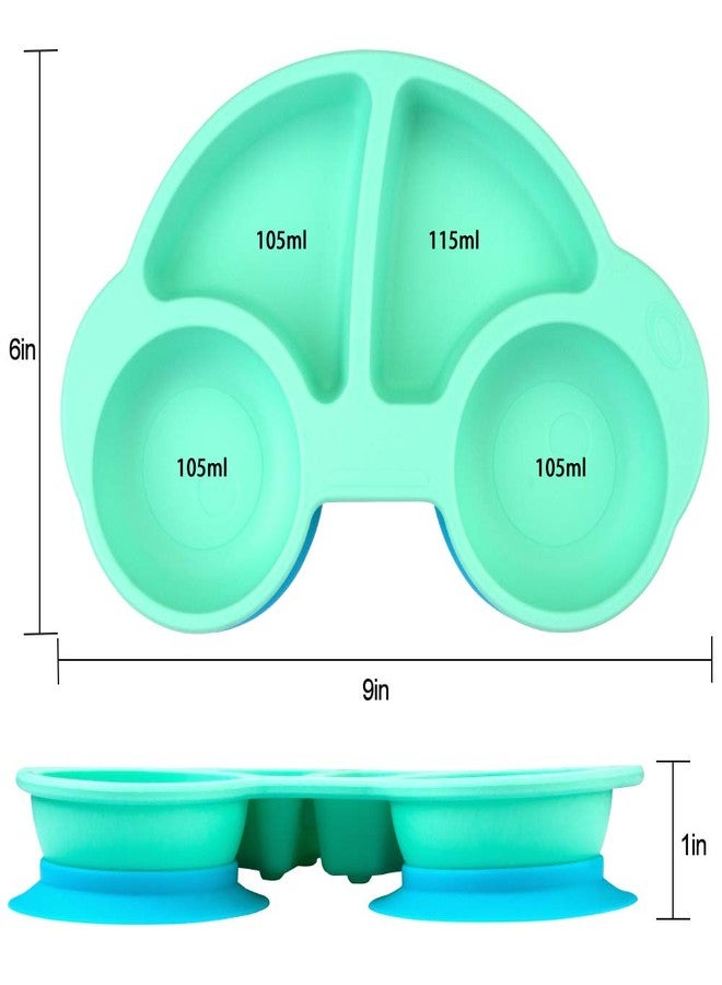 كيوشاير أطباق كيوشير للأطفال الصغار، أطباق أطفال محمولة، أطباق شفط قوية خالية من مادة BPA للأطفال الصغار، مفرش سيليكون آمن للاستخدام في غسالة الصحون والميكروويف 10×7×1 بوصة - Image 2