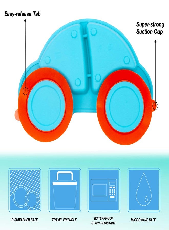 كيوشاير أطباق كيوشير للأطفال الصغار، أطباق أطفال محمولة، أطباق شفط قوية خالية من مادة BPA للأطفال الصغار، مفرش سيليكون آمن للاستخدام في غسالة الصحون والميكروويف 10×7×1 بوصة - Image 5