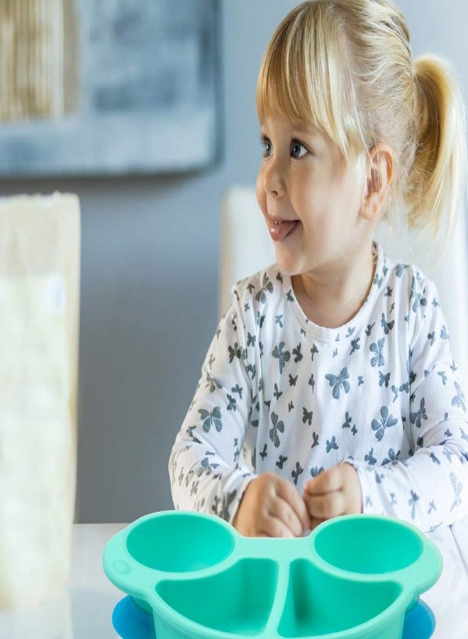 كيوشاير أطباق كيوشير للأطفال الصغار، أطباق أطفال محمولة، أطباق شفط قوية خالية من مادة BPA للأطفال الصغار، مفرش سيليكون آمن للاستخدام في غسالة الصحون والميكروويف 10×7×1 بوصة - Image 4