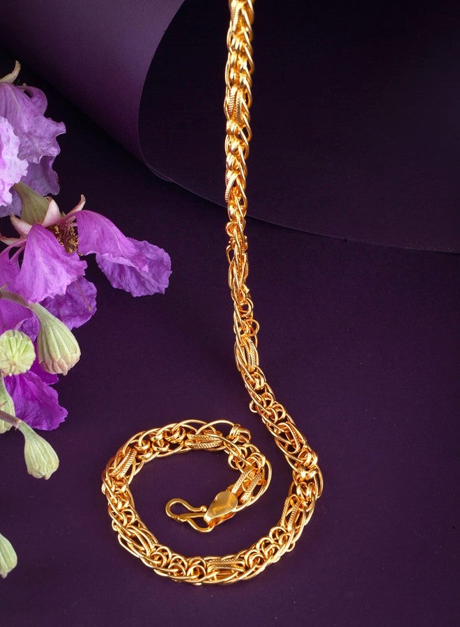ميناز سلسلة ميناز للرجال والأولاد، سلسلة ذهبية أنيقة، سلسلة ذهبية عيار 1 غرام للرجال، سلاسل من الفولاذ المقاوم للصدأ للأولاد، مجوهرات، هدية عيد ميلاد، قلادة أنيقة للذكرى السنوية - 306 - Image 3