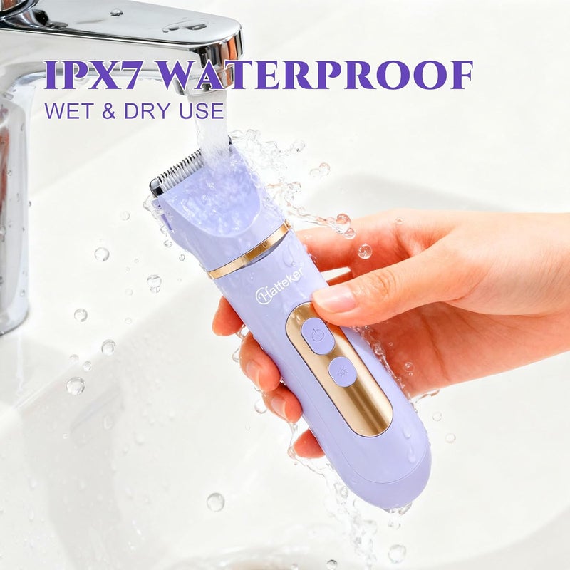 Hatteker 4-in-1 Lady Shaver Women Electric Razor Body Trimmer IPX7 Waterproof Bikini Trimmer for Legs,Arms,Facial & Underarms Cordless - Image 3