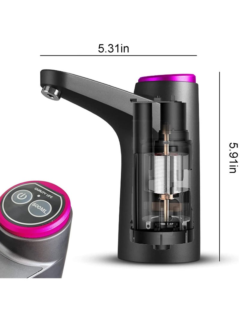 Water Bottle Pump USB Charging Portable Electric Water Pump Double Button Portable Water Dispenser Electric Water Dispenser Pump For Universal 2-5 Gallon Bottle, For Indoor u0026 Outdoor - Image 2