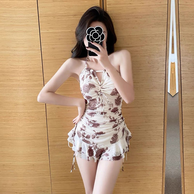 Fairy swimsuit women''s one-piece boxer conservative slimming belly covering South Korea sexy Internet celebrity ins holiday lace swimsuit - Image 5