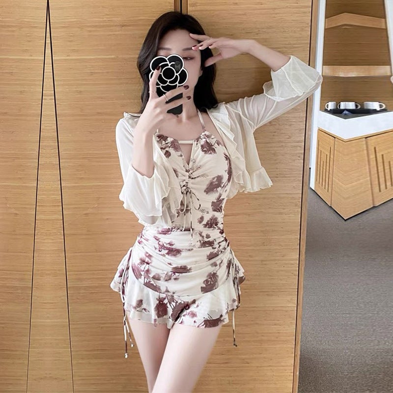 Fairy swimsuit women''s one-piece boxer conservative slimming belly covering South Korea sexy Internet celebrity ins holiday lace swimsuit - Image 1