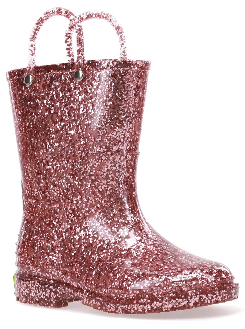 Western Chief Girl's Glitter Waterproof Rain Boot, Rose Gold, 13 Little Kid - Image 1
