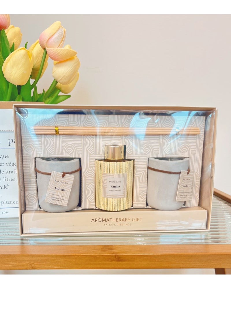 3 in 1   alcohol-free Scented Candles&Reed Diffuser Set（vanilla)  - Image 1