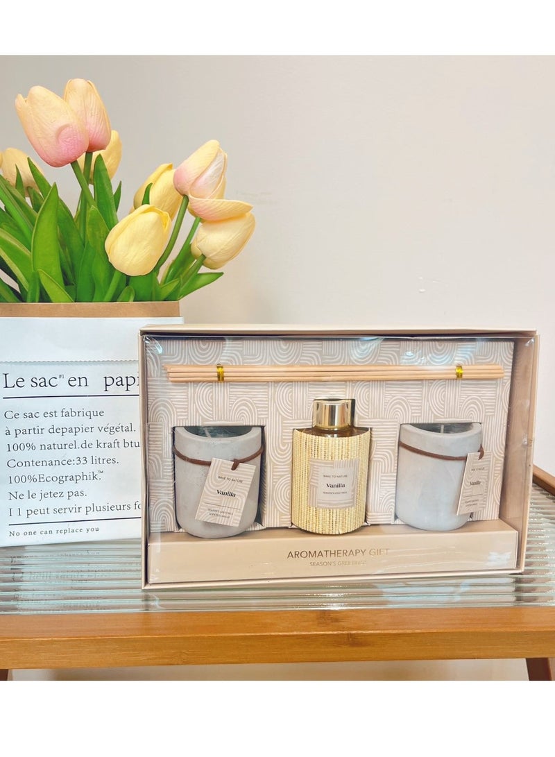 3 in 1   alcohol-free Scented Candles&Reed Diffuser Set（vanilla)  - Image 2