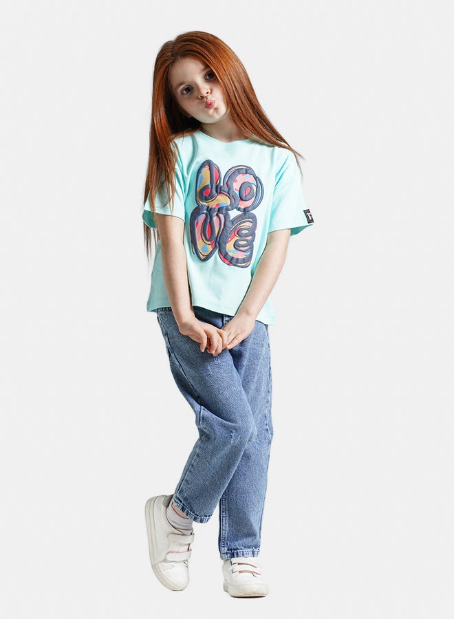 ريمينت تيشرت للبنات برسمة حب اكوا  - Image 2