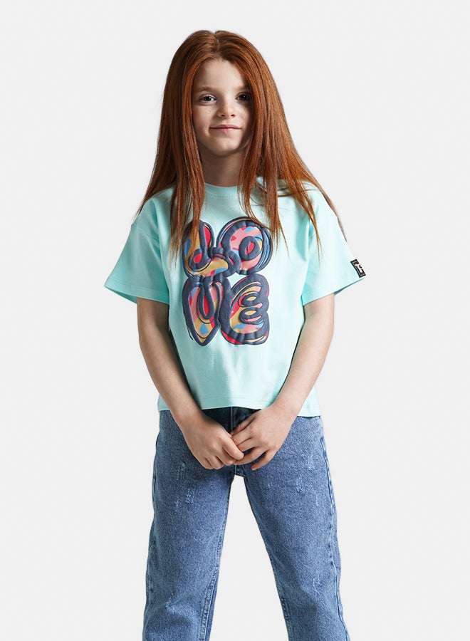 ريمينت تيشرت للبنات برسمة حب اكوا  - Image 1