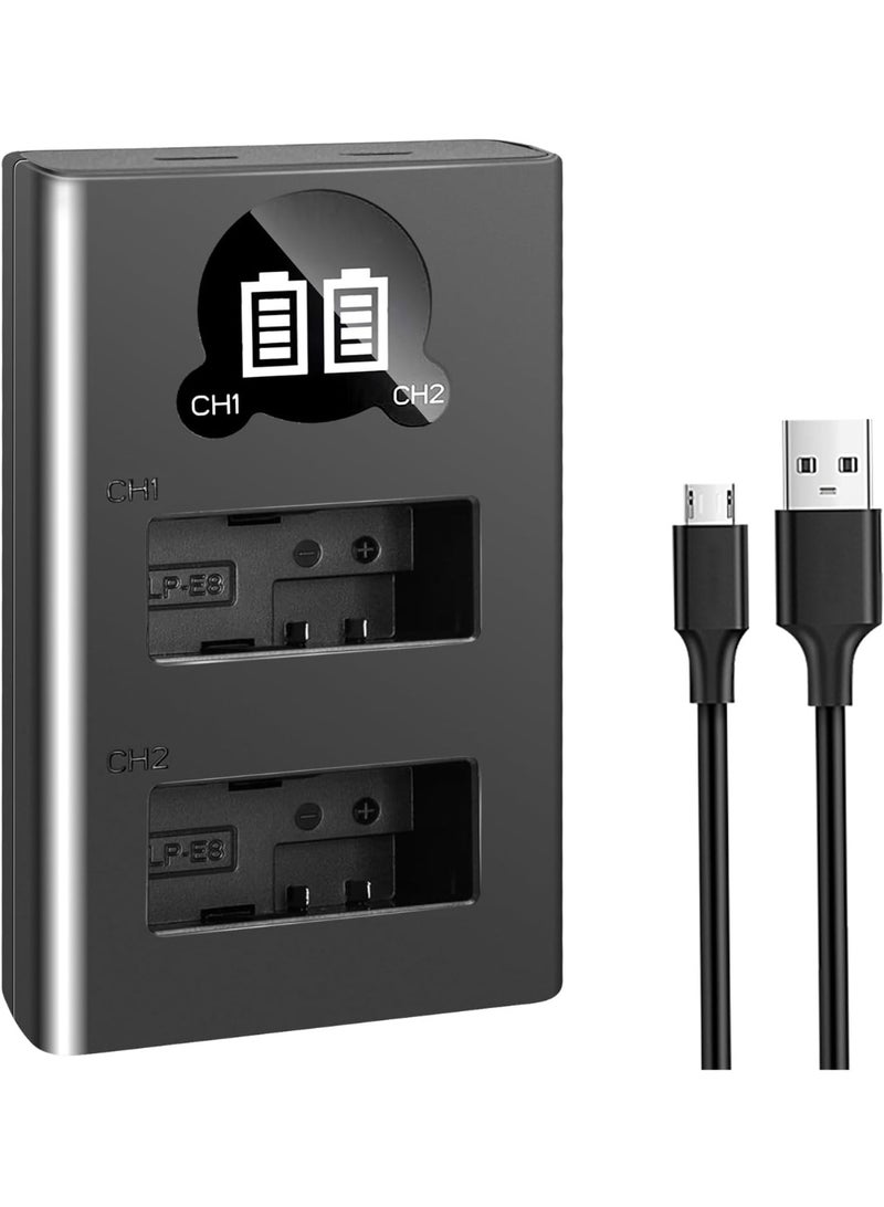 Dual Slot LC-E8 Quick Battery Charger Compatible with LP-E8 Batteries for Canon EOS Rebel T2i T3i T4i T5i 550D 600D 650D 700D X4 X5 X6 X6i X7i, Not Compatible with Rebel T2 T3 T4 T5 - Image 1