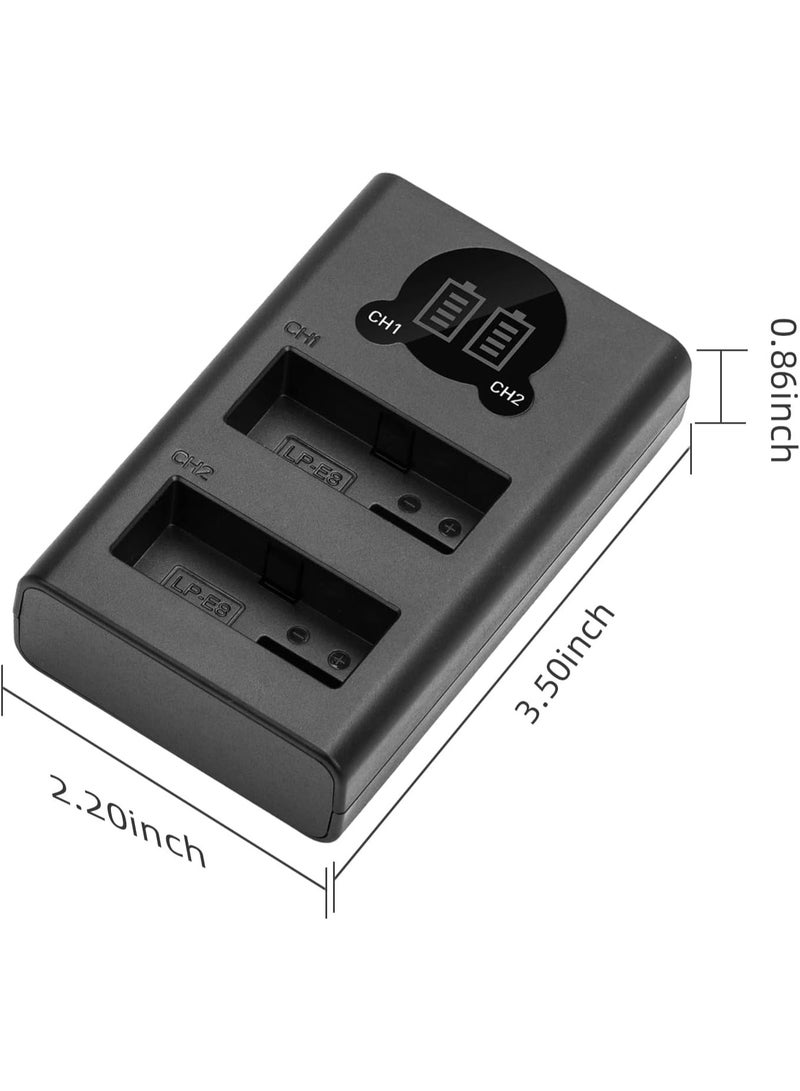 Dual Slot LC-E8 Quick Battery Charger Compatible with LP-E8 Batteries for Canon EOS Rebel T2i T3i T4i T5i 550D 600D 650D 700D X4 X5 X6 X6i X7i, Not Compatible with Rebel T2 T3 T4 T5 - Image 3