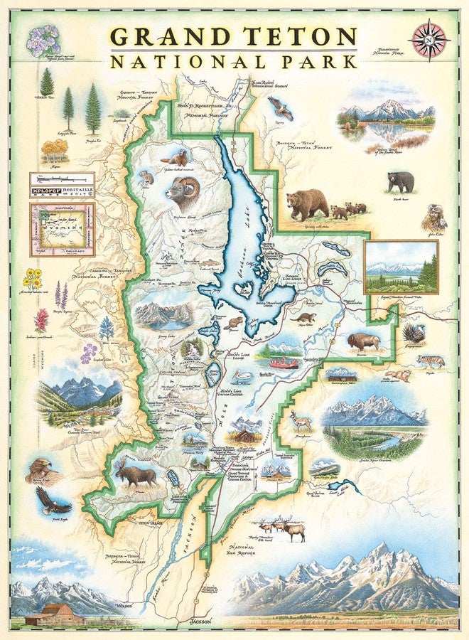 Xplorer Maps Grand Teton National Park Map Poster - 18x24 Vintage-Style Lithographic Print with Soy-Based Inks - Unique Gift for Travelers, Teachers, History Buffs - Made in USA - Image 1