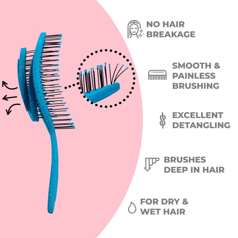 Ninabella Detangle Hair Brush for Women & Men - Does not Pull - Straightening Brushes for Straight & Curly Hair - Unique Spiral Detangling Hairbrush - Ocean Blue - Image 2