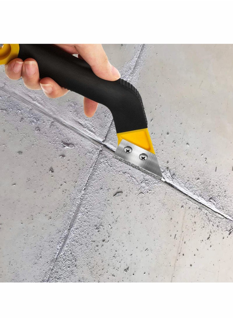 SYOSI - Grout Scraping Rake Tool, Tile Grout Hand Saw Angled Grout Clean Remover with 6 Pcs Blades Replacement for Tile Cleaning - Image 1