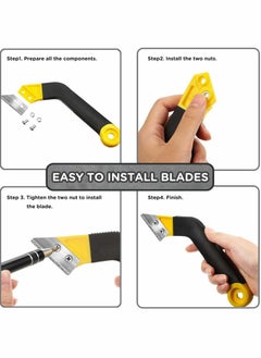 SYOSI Grout Scraping Rake Tool, Tile Grout Hand Saw Angled Grout Clean Remover with 6 Pcs Blades Replacement for Tile Cleaning  - Image 3