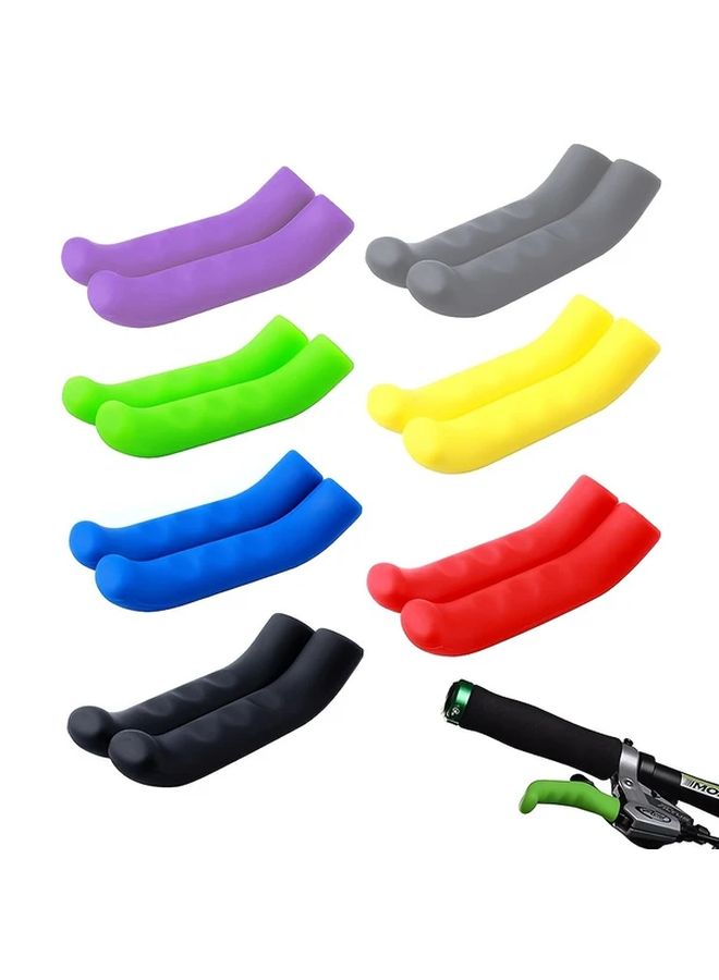 4 Pcs Silicone Bicycle Brake Lever Covers Gray Non Slip Grip Universal Fit Durable Mixed Color Handlebar Grips for Cycling Comfort and Control - Image 3