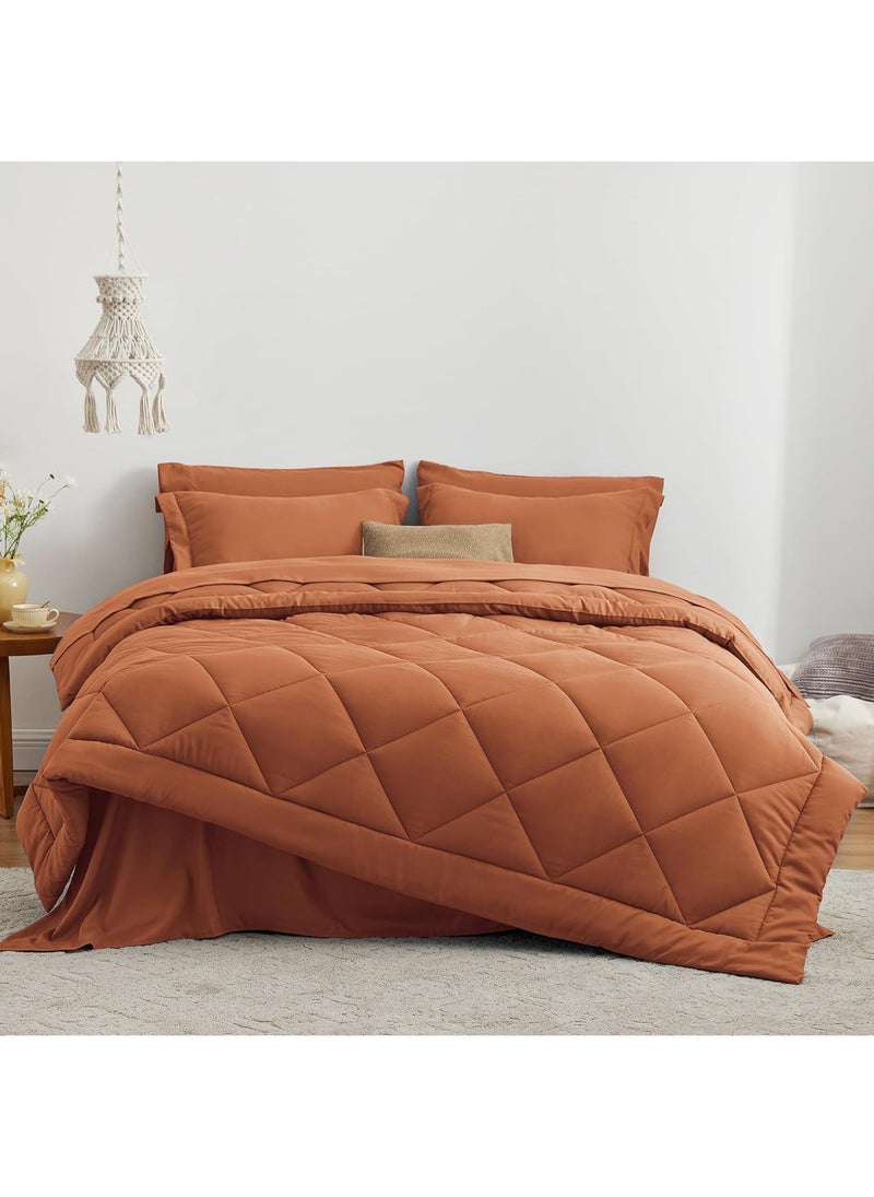 سيجنولا لحاف سيجنولا دايموند مايكروفايبر ثقيل، 3.5 كجم، طقم من 1 لحاف (180 سم × 240 سم)، بطانية سرير مزدوجة فائقة النعومة للشتاء لون تيراكوتا - Image 1